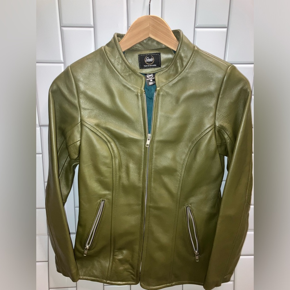 Green leather women’s jacket